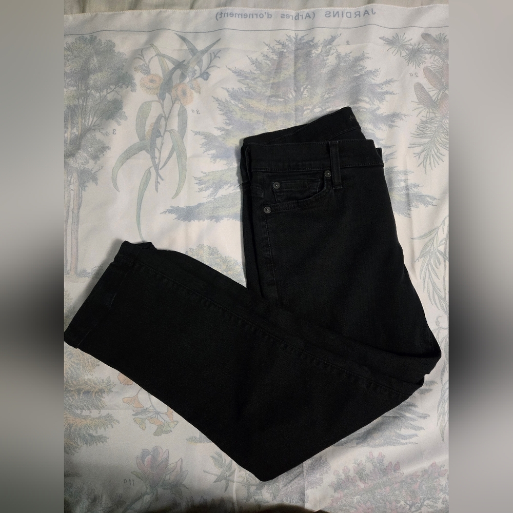 7 For All Mankind Black Skinny Crop Jeans